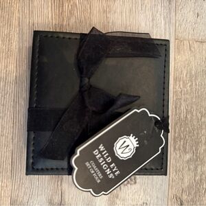 Wild Eye Designs Black Leather Coasters set of Four
